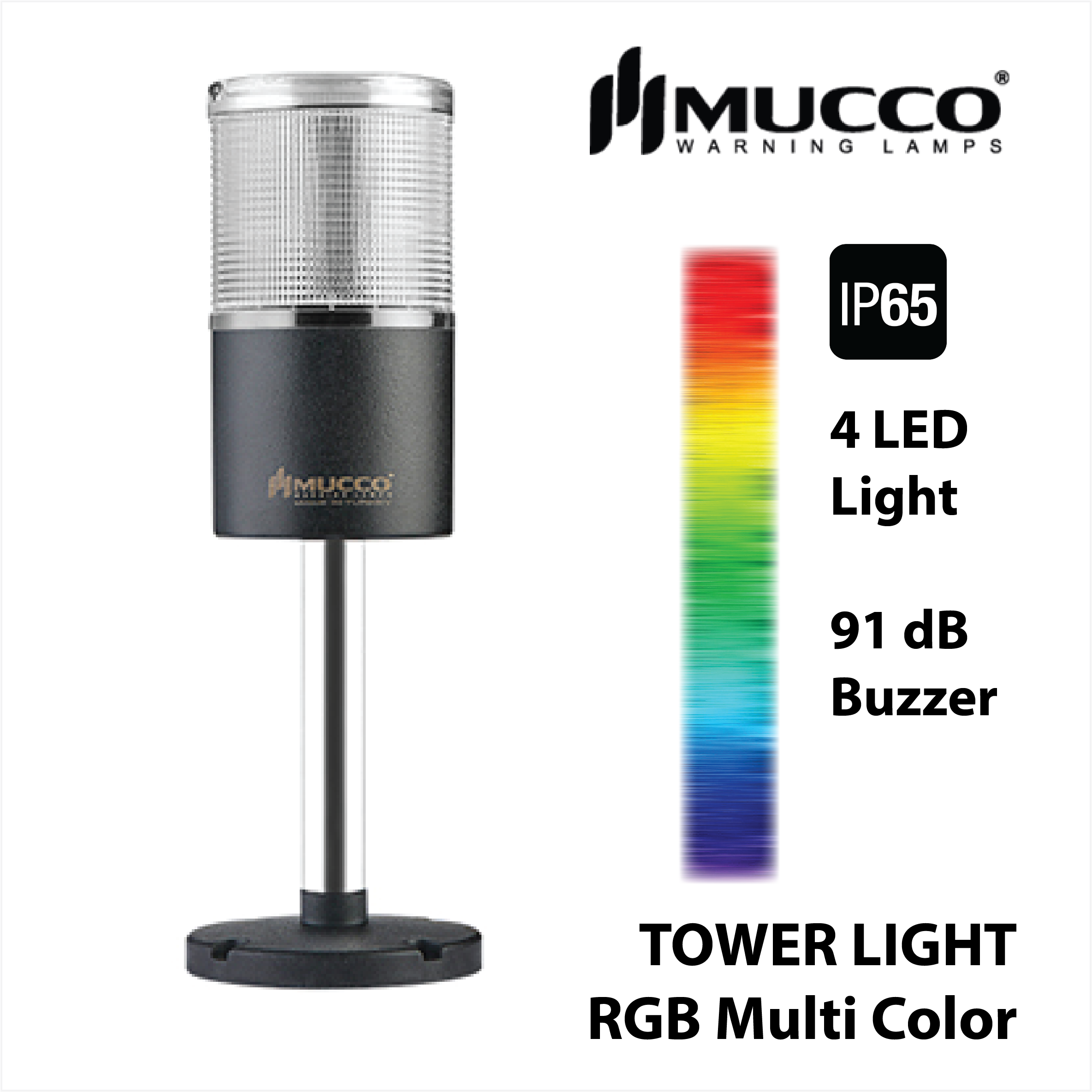 Mucco, RGB Warning Light , Tower light , Tower light หลายสี , Tower light IP65 , Tower Light กันน้ำ, ไฟสัญญาณ ทาวเวอร์ไลท์ กันน้ำ,